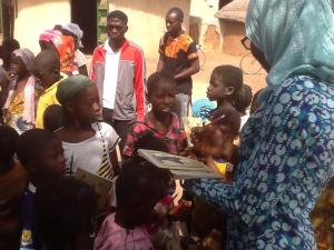 distribution of books and pens