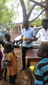 sharing snacks to the children